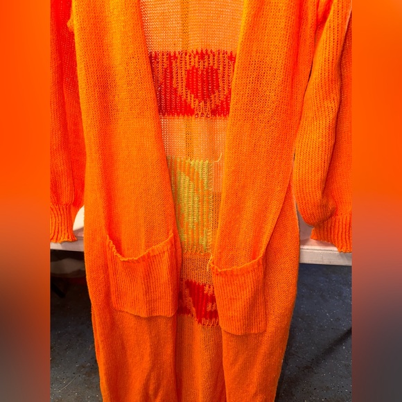 Orange Love Peace Knit Cover-Up Cardigan Size 2XL - Picture 5 of 7